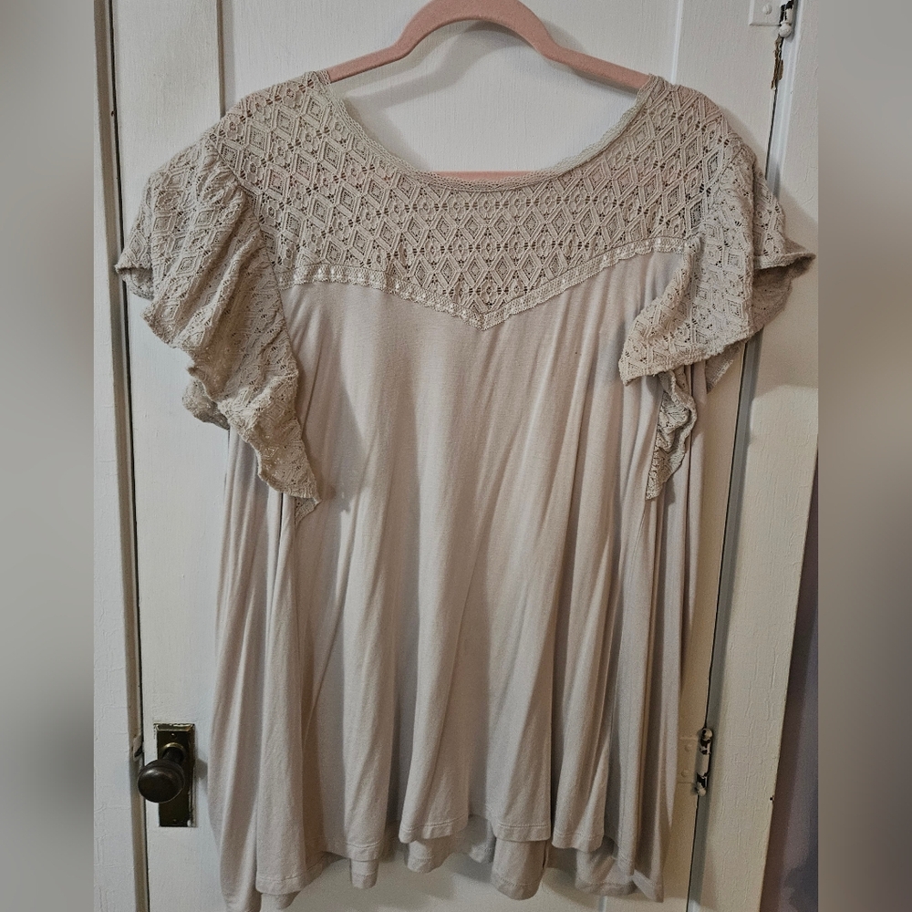 Torrid Cream Lace Detail Blouse
